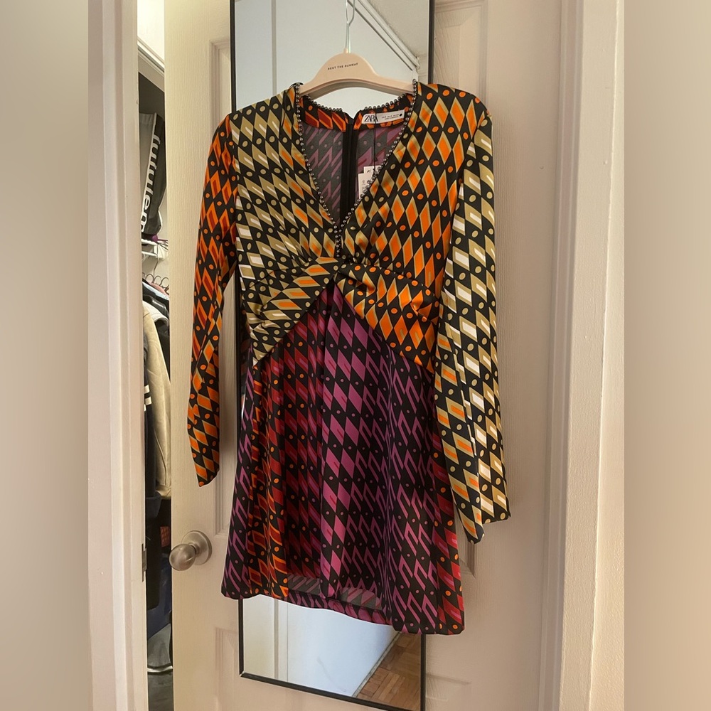 Geometric Long Sleeve Dress
